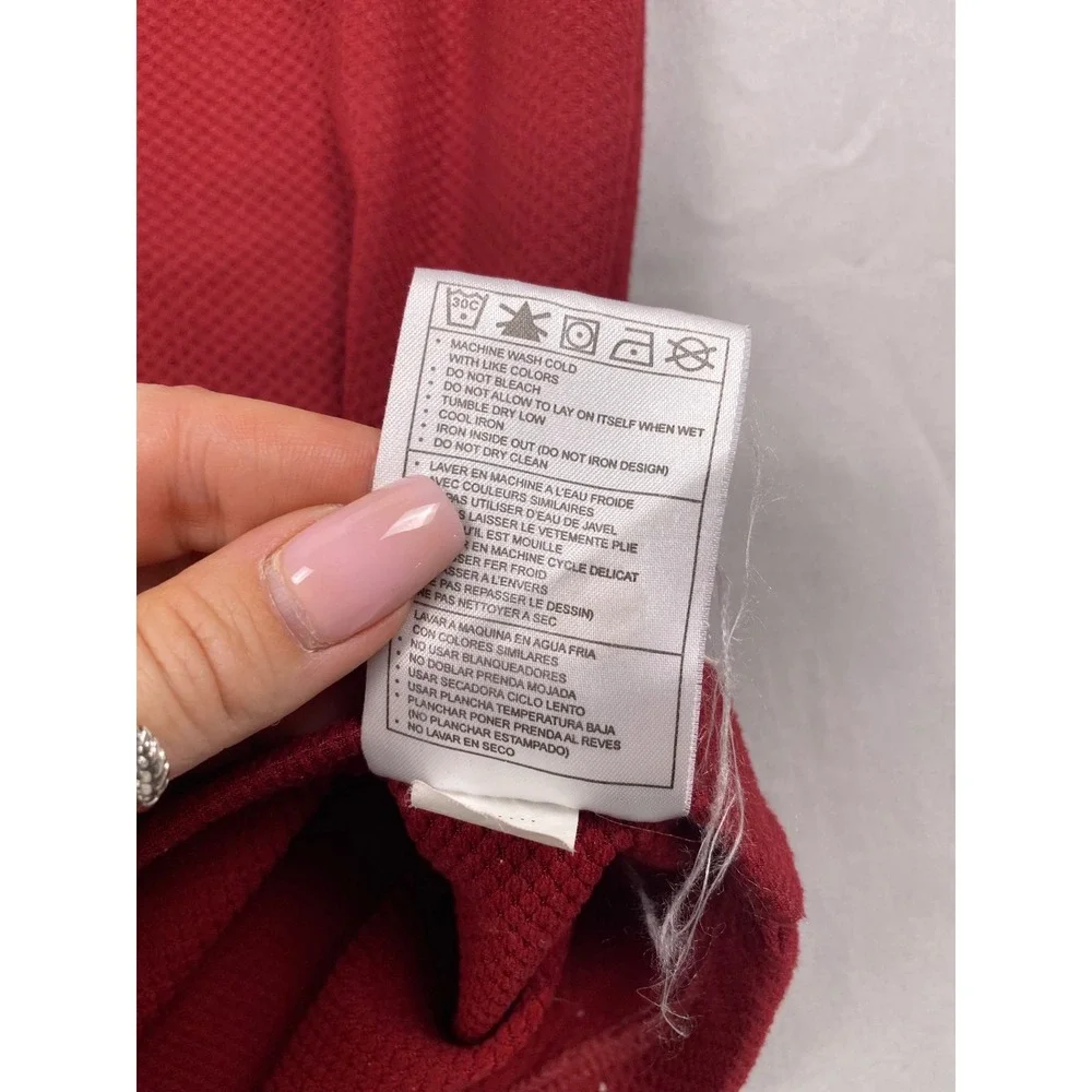 Nike Sphere Dry Long Sleeve Polo Mens Large Red Stretch Textured Golf Athletic